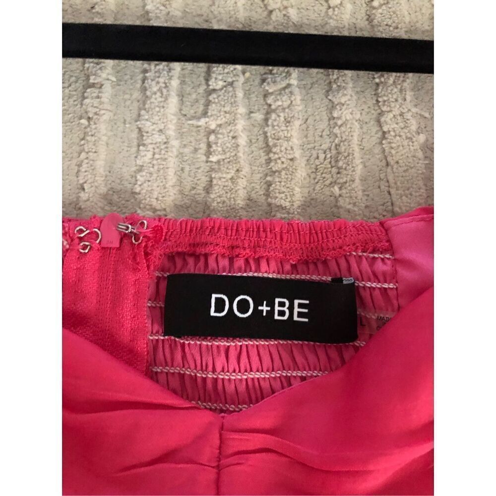 Do+Be Pink Puff Sleeve Ruffle Ruched Top  SZ L - Picture 10 of 10